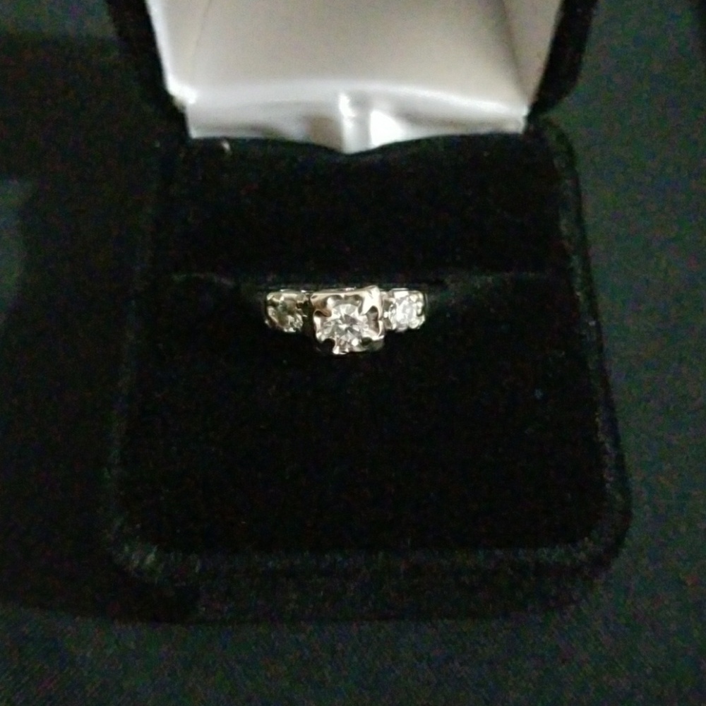 14k ring Diamond Ring solid white gold